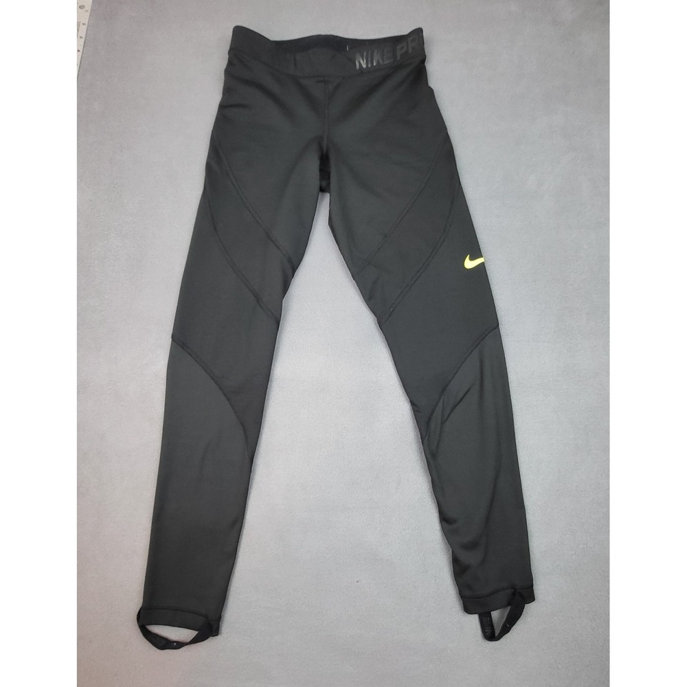 Nike‎ Pro Leggings Womens Small Black Stirrup Dri-FIT Training Pants Mid-Rise
